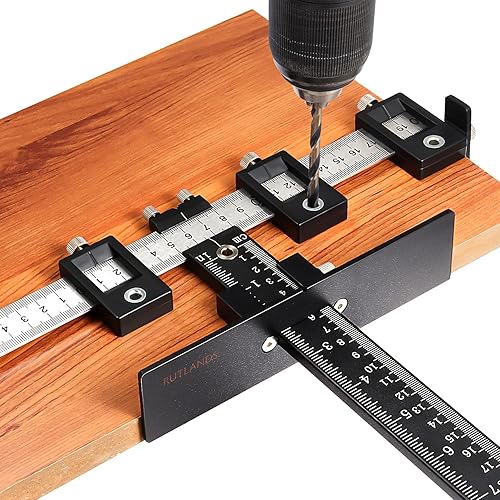 Miniatura 1 de Herramienta de plantilla de hardware para gabinete: localizador de punzonado ajustable ORTUBE Guía de plantilla de taladro de aleación de aluminio,