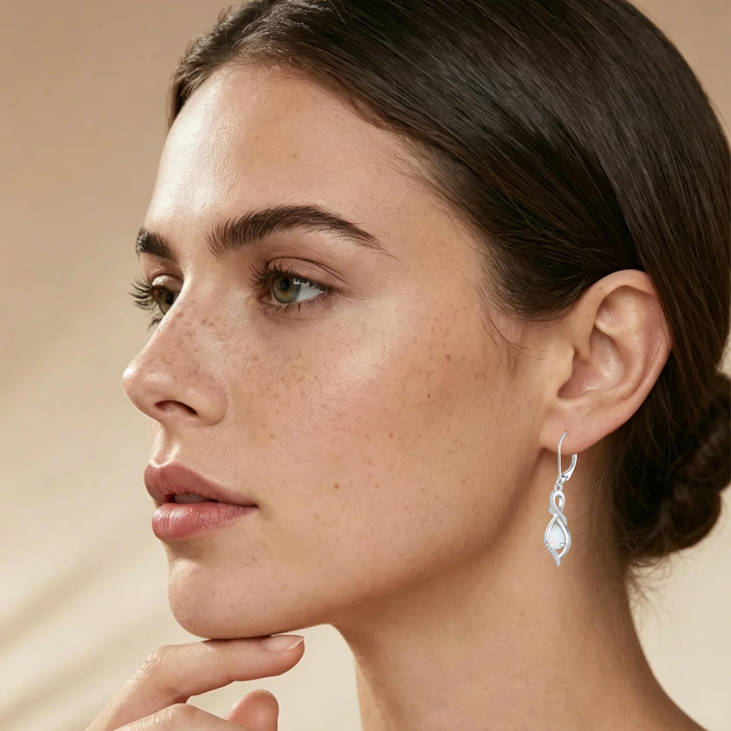 Damen Opal Ohrringe Tropfen Hängend 3A Zirkonia Geburtsstein Schmuck Muttertag Valentinstag Weihnachten Geschenke für Frauen