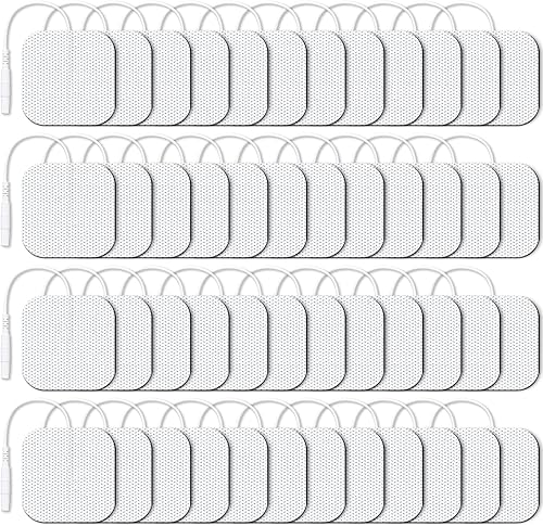 AUVON TENS - Almohadillas de electrodo de 2 x 2 pulgadas, paquete de 48 unidades, almohadillas reutilizables sin látex con autoadhesión mejorada,