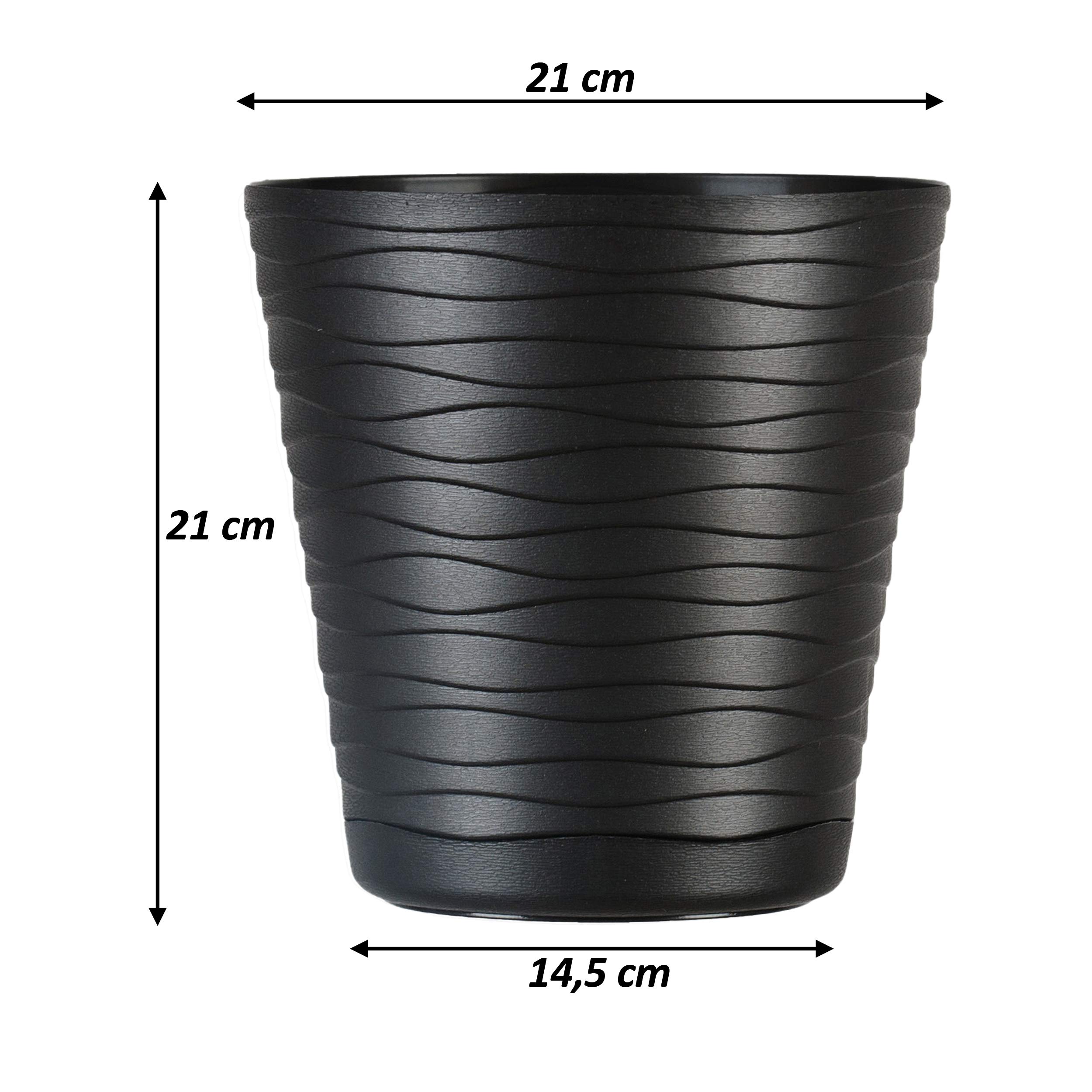 Tymar Vaso da fiori con sottovaso, confezione da 2, in plastica