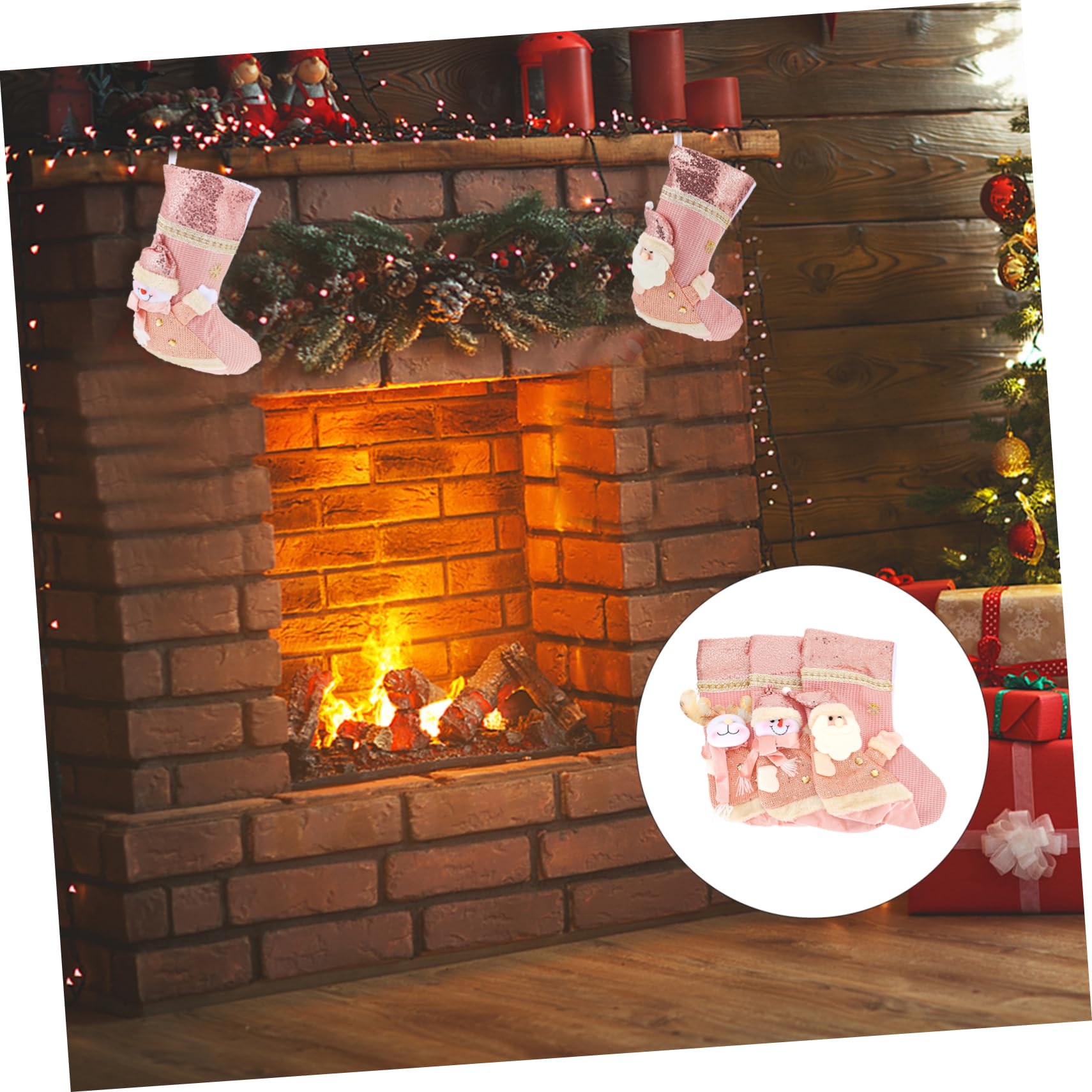 3piezas Medias Navideñas Colgantes Diseño De Caricaturas para Decoración De y Dulces Navidad para Árbol y Fiestas Infantiles