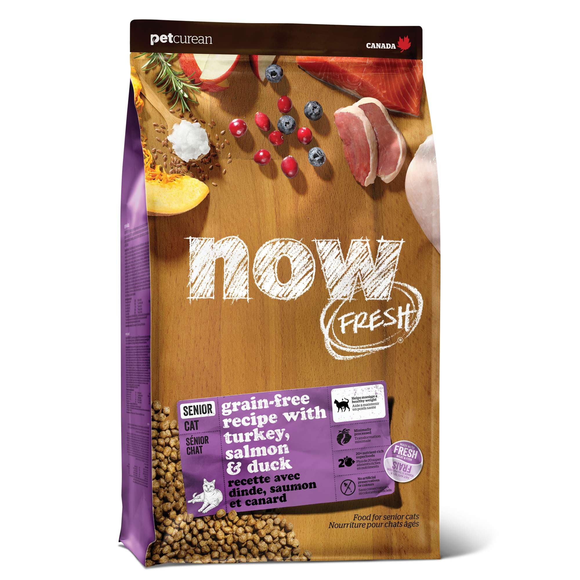 Now Fresh Grain-Free Senior Dry Cat Food with Turkey, Salmon & Duck, Premium Kibble Made with Real Poultry & Fish, Chicken-Free Recipe, Supports