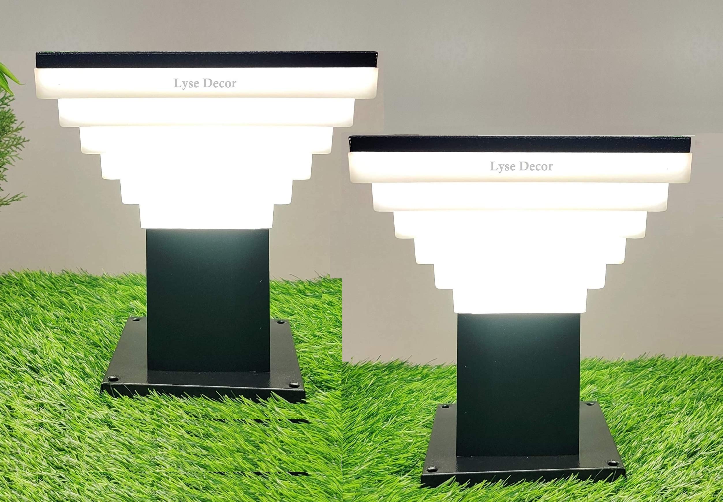 Lyse DecorDelux Metal Black Outdoor Lamp/Exterior Gate Light /Garden Lamp/ Pillar Lamp/ Gardner/Office Lights etc_Pack of 2 Pieces