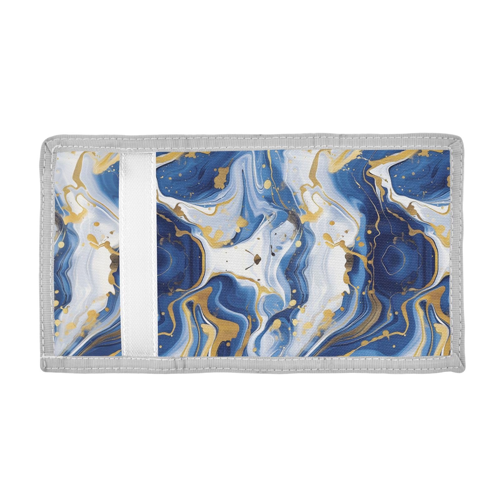 ALAZA Kids Wallets for Boys Girls Toddler Trifold Wallet Children Small Marble Blue Gold White with Zipper Coin Pocket