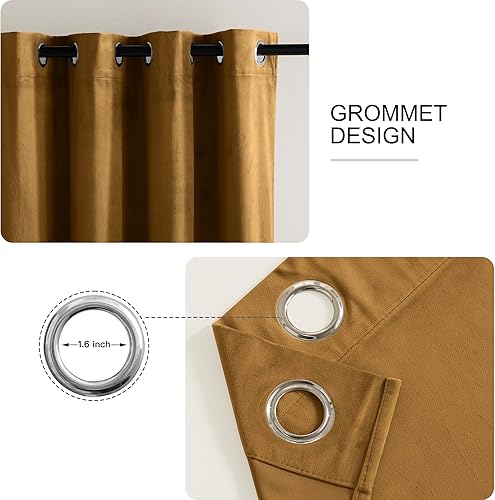 Miniatura 59 de RYB HOME Juego de 2 paneles de cortinas de terciopelo malva, cortinas y cortinas para oscurecer la habitación, con aislamiento térmico, decoración