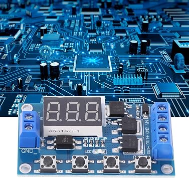 Relay Module, 12V 24V Timer Delay Switch Circuit Board with MOS Tube Control Programmable Cycle Timing PCB Module for DIY Electronics and Industrial Automation Tools