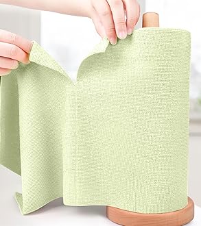 KitchLife Microfiber Cleaning Cloth Roll - Tear-Away Reusable Microfiber Paper Towels, Lint-Free, Washable, 20 Sheets for Kitchen, Car, Dishes, and Sensitive Surfaces (Light Green)