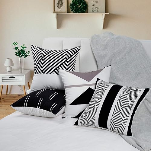 Miniatura 3 de VERTKREA - Juego de 4 fundas de almohada con estampados geométricos modernos para decoración de cama, sofá, oficina