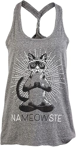 naMEOWste | Cute, Funny Yoga Cat Namaste Workout Racerback Tank