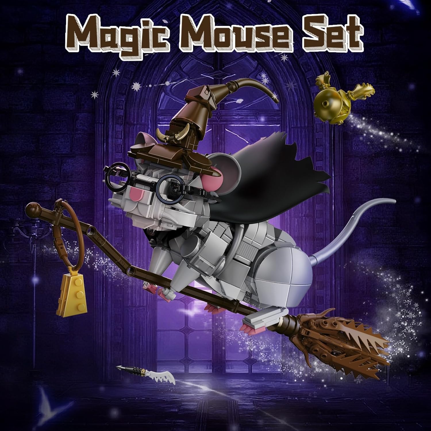 Vziimo Harry Mouse Animal Building Set, MOC Creative Magic Mouse Model Kit, Collectible Home Office Decor Toy Gift for Teens Adults 14+ (676PCS)