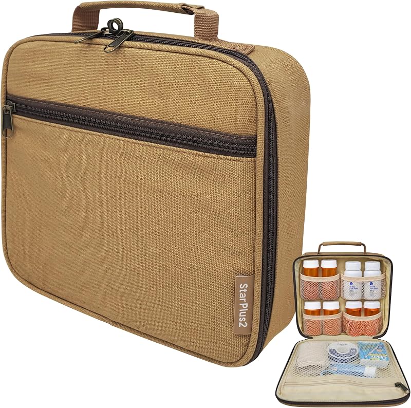 Necessaire organizadora média StarPlus2 para frascos, lona cáqui