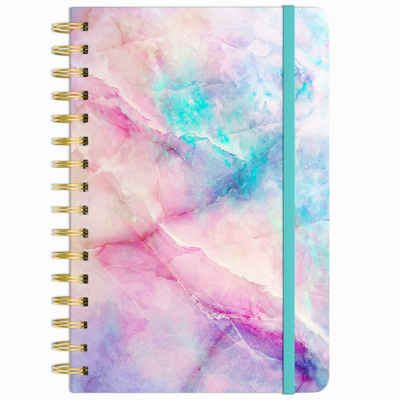 HUAMXE Spiral Hardcover Journal, 6 x 8.4 In, 160 Pages Colorful Marble