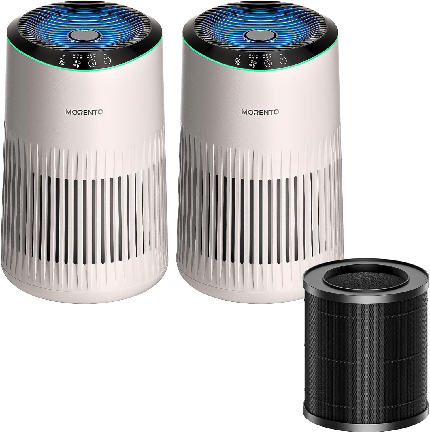 MORENTO MR2566 Air Purifiers for bedroom Ivory with 1 Pack Genuine Air Purifiers Replacement Filter Original Version
