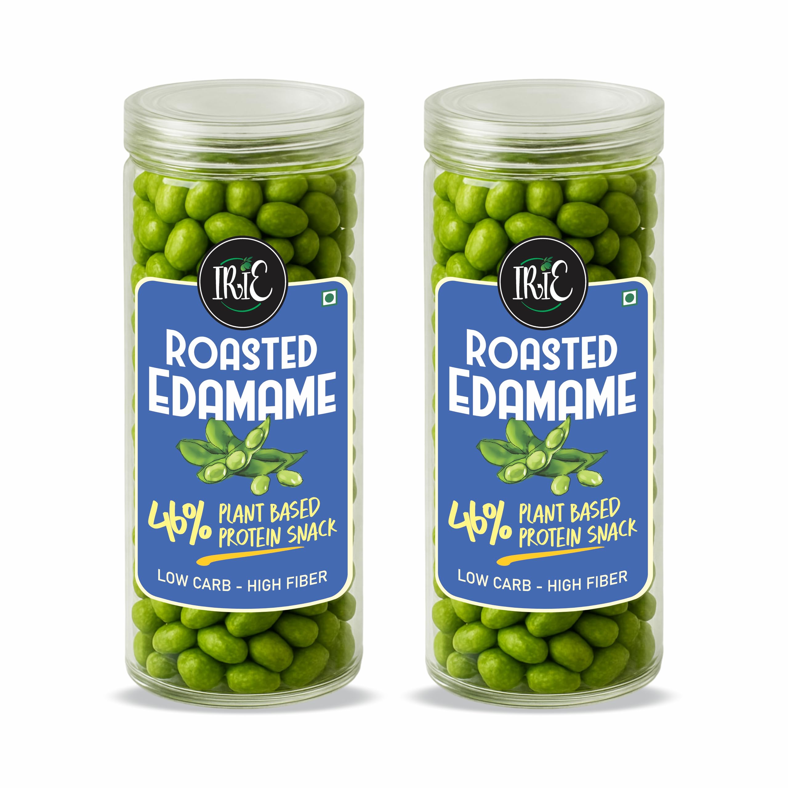 IRIE Roasted Edamame Beans – 44g Plant Protein Crunchy Snack - 100g Jar | Sea Salt | Gluten-Free, Oil-Free & Vegan Snack