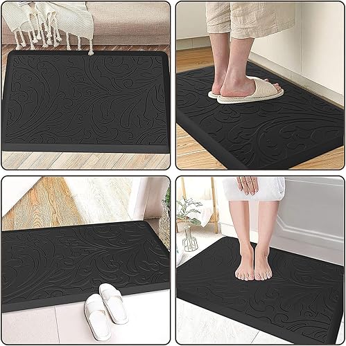 Miniatura 89 de KMAT Tapete de cocina acolchado antifatiga, impermeable, antideslizante, tapete ergonómico y cómodo para el hogar, oficina, fregadero, lavandería