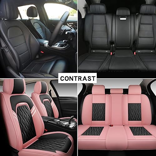Miniatura 5 de 02 - Juego completo de fundas de asiento de 5 plazas, tipo universal, adecuadas para la mayoría de automóviles, SUV, camiones, camionetas, bolsas de