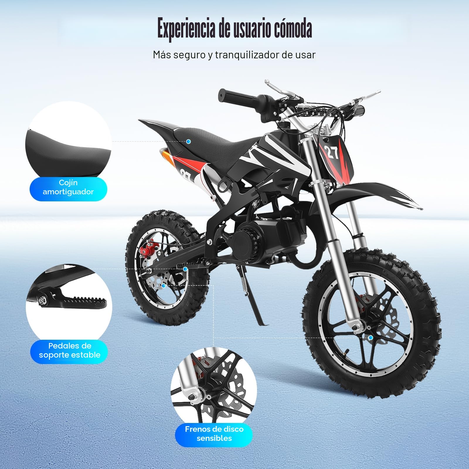 Bicicleta de cross para niños, 2 tiempos, 49 ccm, motor de 10 pulgadas, moto de bolsillo, Dirt Bike | Motocross | Pocketbike | Motorsport Dirtbike