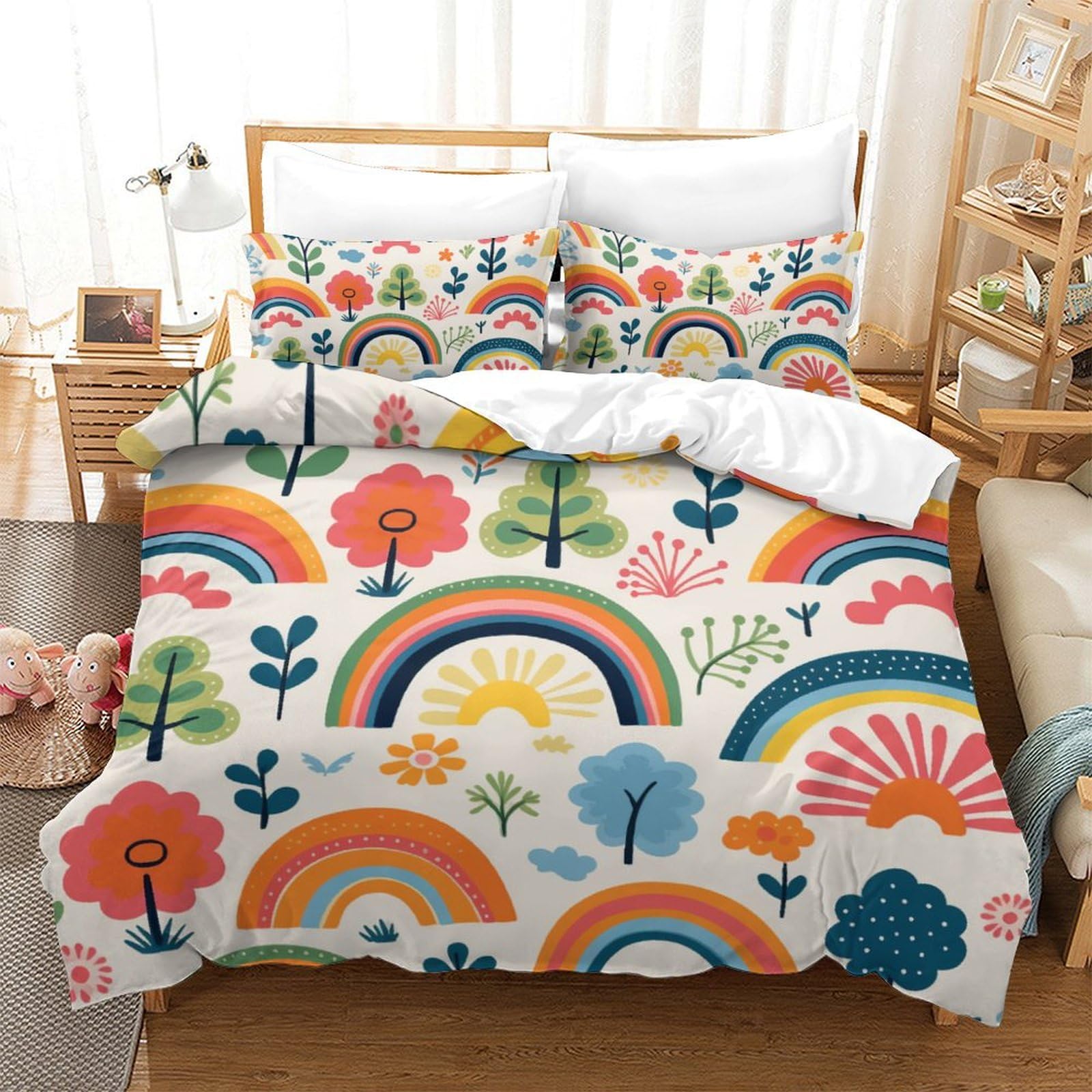 Housse de couette King 220x240cm Le Rainbow avec taies d'oreiller