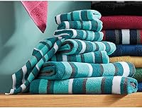 Montgomery Ward 8-Piece Cotton Bath Towel Set Teal Stripe - Super Absorbent Bath, Hand Towels & Washcloths