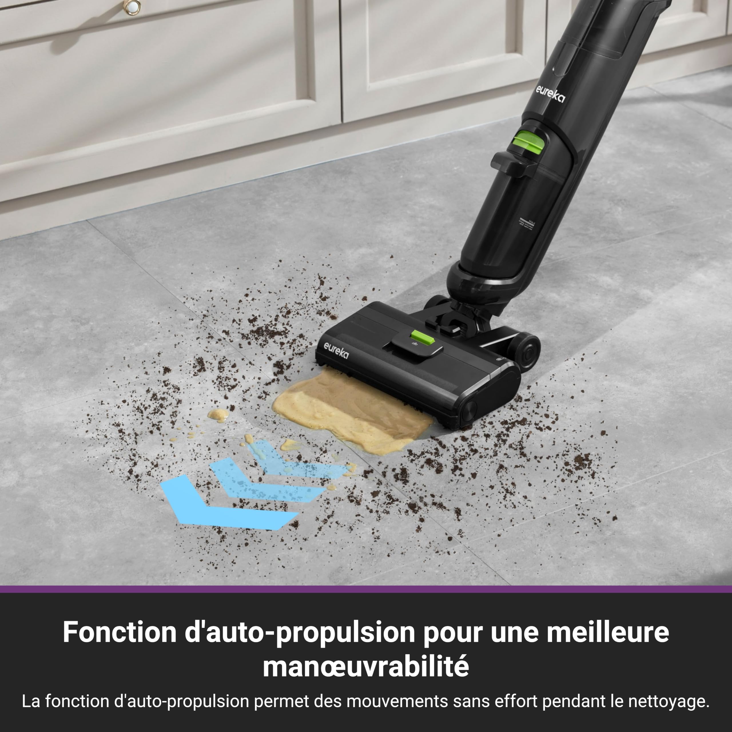 Eureka NEW400 Aspirateur Laveur sans Fil pour Sols Durs,Aspirateur Balai sans Fil Sec et Humide,Autonettoyant,Aspirateur Laveur Eau et Poussière,Longue Autonomie,pour Les Saletés Collantes,Sols Durs