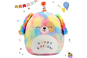 Easfan 12'' Original Rainbow Birthday Dog Plush Pillow Soft Puppy Plush Toy...