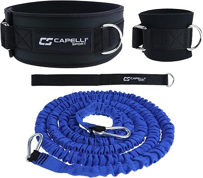 Capelli Sport Running Resistance Band, Resistance Bungee Cord Belt for Speed Running, Blue/Black, 8 ft Length