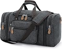 Gonex 50L Expandable Canvas Duffel Bag - Water Resistant Travel Weekender Overnight Gym Bag for Men, Dark Gray