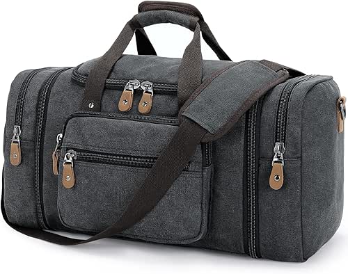 Gonex Canvas Duffle Bag for Travel 50L Expandable Duffel Weekend