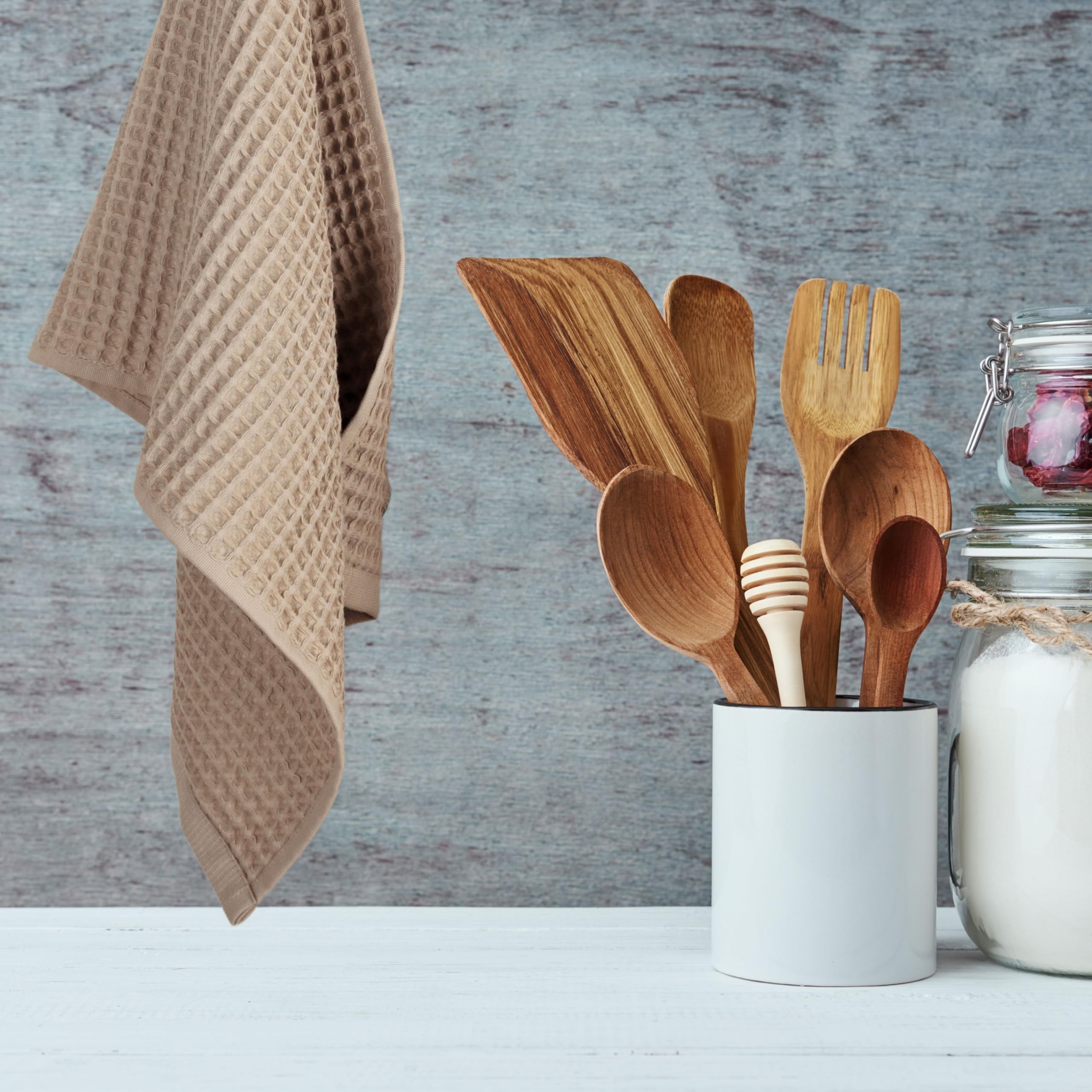 PÜSKÜL Bio-Küchentücher Aus Türkischer Baumwolle, 3er-Set, Waffelmuster, 81,3x40,6 Cm – Saugfähig, Weich, Schnell Trocknend