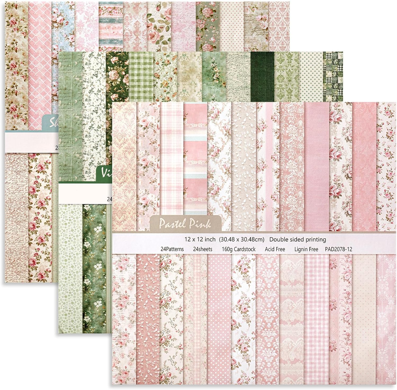 72 Sheets 12x12 Scrapbook Paper Multi-color Floral Double-sided Boho Earth Tone Patterned Craft Paper Spring Decorative Cardstock Journal Supplies for DIY Photo Album Origami Decor(Flower)