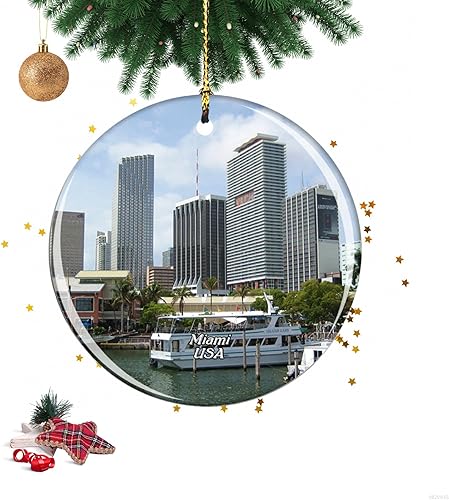 Bayside Marketplace Miami Florida USA Adorno de Navidad, adorno de decoración del hogar, adorno de árbol de Navidad, regalo para Navidad, árbol de