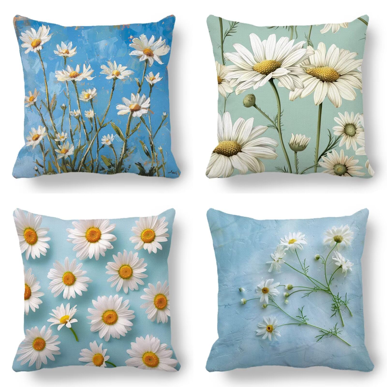 Housses Coussin 60 x 60 cm Lot de 4, Fleur Housse De Coussin Canape Plante Motifs, Tissu Velours, Imprimés Recto Verso Fermeture Éclair Invisible Pour Decoration Maison Salon Chambre Canapé x2-6