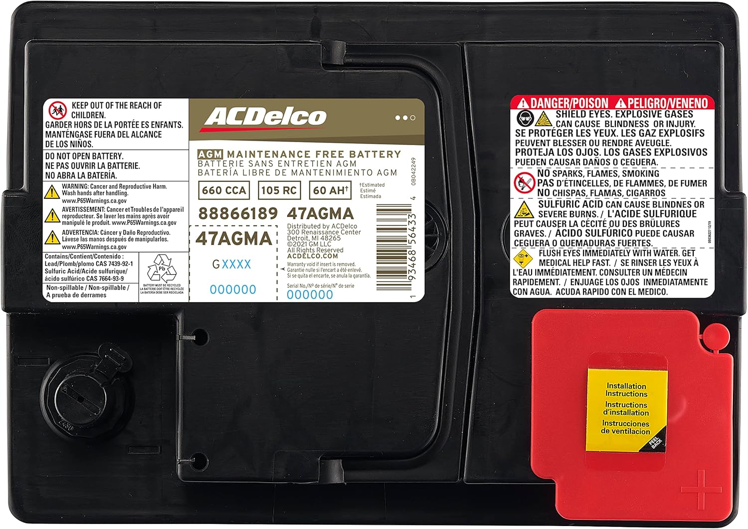ACDelco Gold 47AGMA 36 Month Warranty AGM BCI Group 47 Battery : Automotive