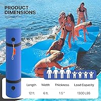 Vista 2 de MADOG - Alfombra de agua flotante para exteriores, para adultos, flotadores gigantes de piscina de 12 pies/18 pies para piscina, lago y océano, 3