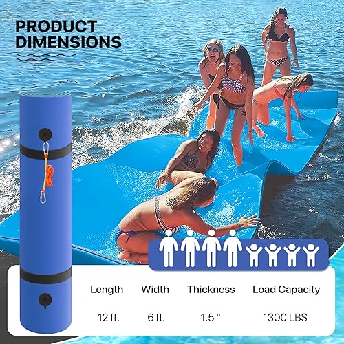 Miniatura 2 de MADOG - Alfombra de agua flotante para exteriores, para adultos, flotadores gigantes de piscina de 12 pies18 pies para piscina, lago y océano, 3