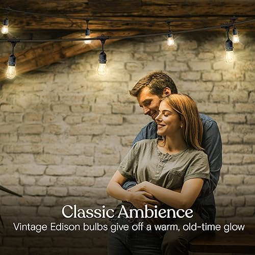 Miniatura 4 de Brightech Ambience Pro - Guirnalda de luces LED para exteriores con regulador de intensidad inteligente con control remoto, luces de patio de grado