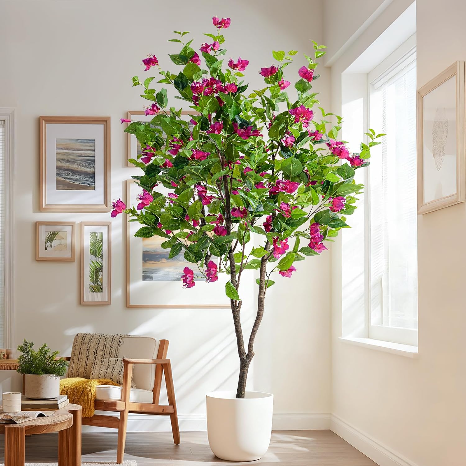 Erimda 6FT Artificial Bougainvillea Tree Artificial Tree Tall Potted Fake Bougainvillea Trees for Outdoor Indoor Lifelike Potted Faux Plants with Wood Trunk and Flowers Office Wedding Home Decor