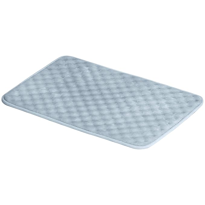 Buy AmazonBasics Polyester Rippled Memory Foam Bath Mat, Small, Blue Pack of 2 Online at Low