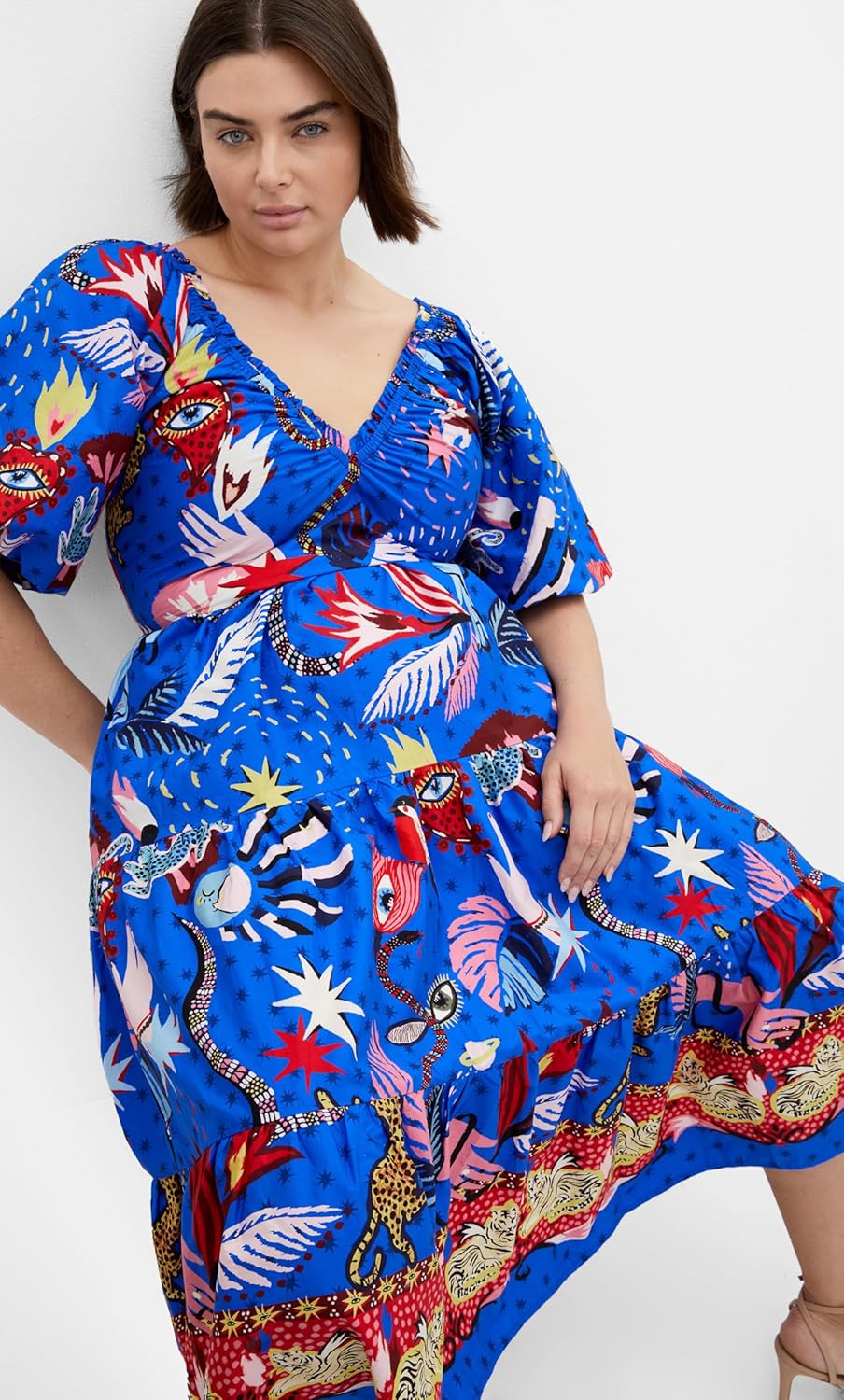 City Chic Womens Dress - Capria Puff Sleeve Print - Image 2