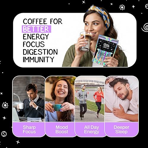 Miniatura 2 de Café de hongos OwlRyze Enfocado con leche de coco y 6 hongos adaptogénicos, aceite MCT, café instantáneo premium para mejor energía, enfoque,