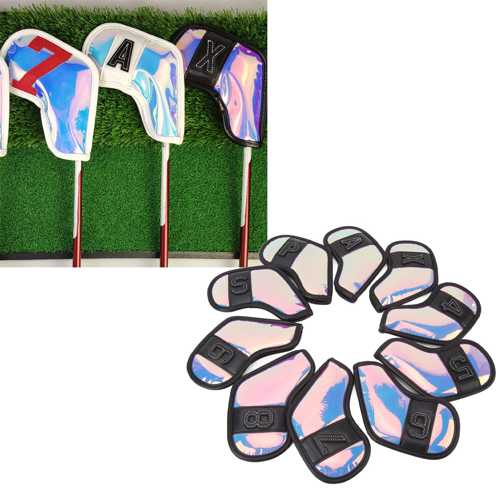 10 Stück Golfschlägerkopfhüllen, PU-Stoffoberfläche, Stilvoll, Schlagfest, Kratzfest, Golfschlägerhüllen-Set für Golfschläger