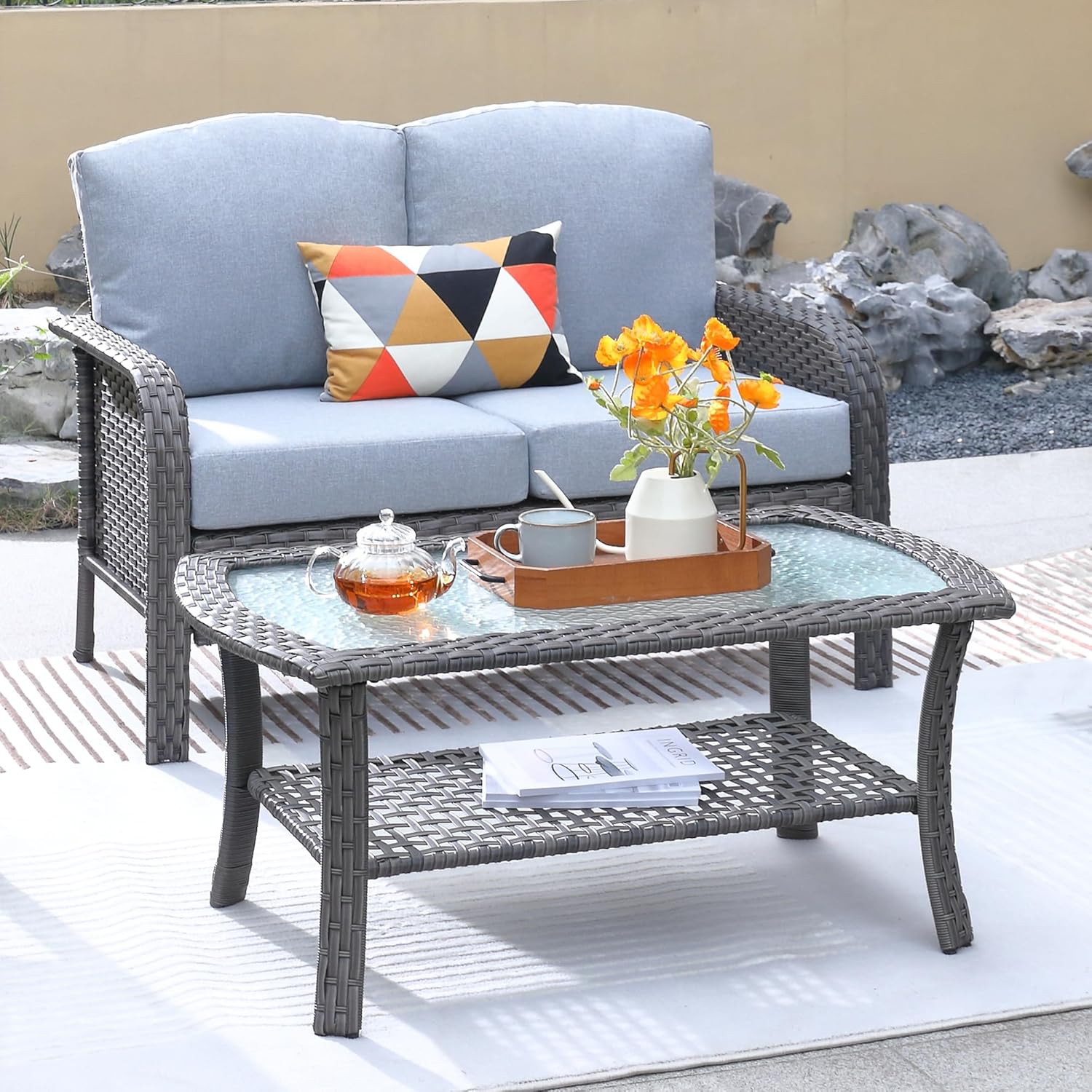 ovios Pieces Patio Furniture Set, Outdoor Wicker Jamaica Ubuy
