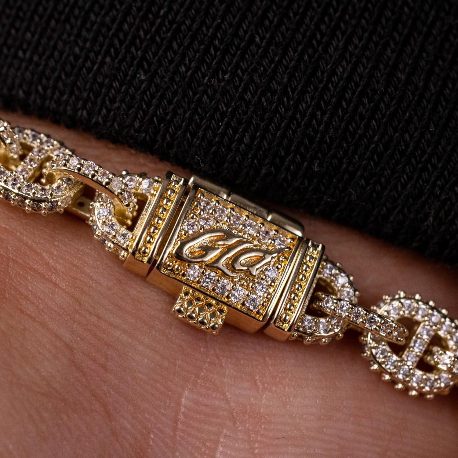 GLD Shop Micro Iced Valentina Chain Bracelet - 6/7/8/9 Inch Lengths - Gold/White Gold - Unisex - Image 4