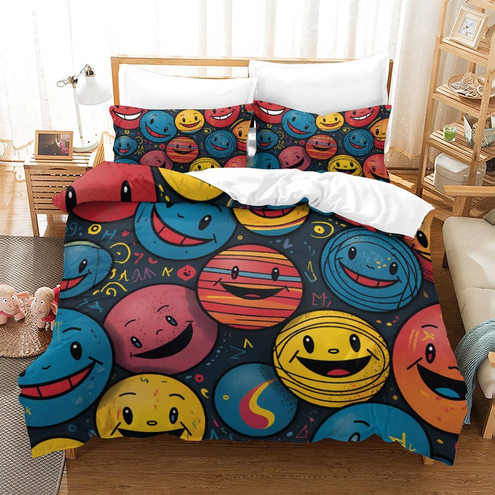Housse de couette smile 260x220cm pour illuminer la décoration de votre chambre