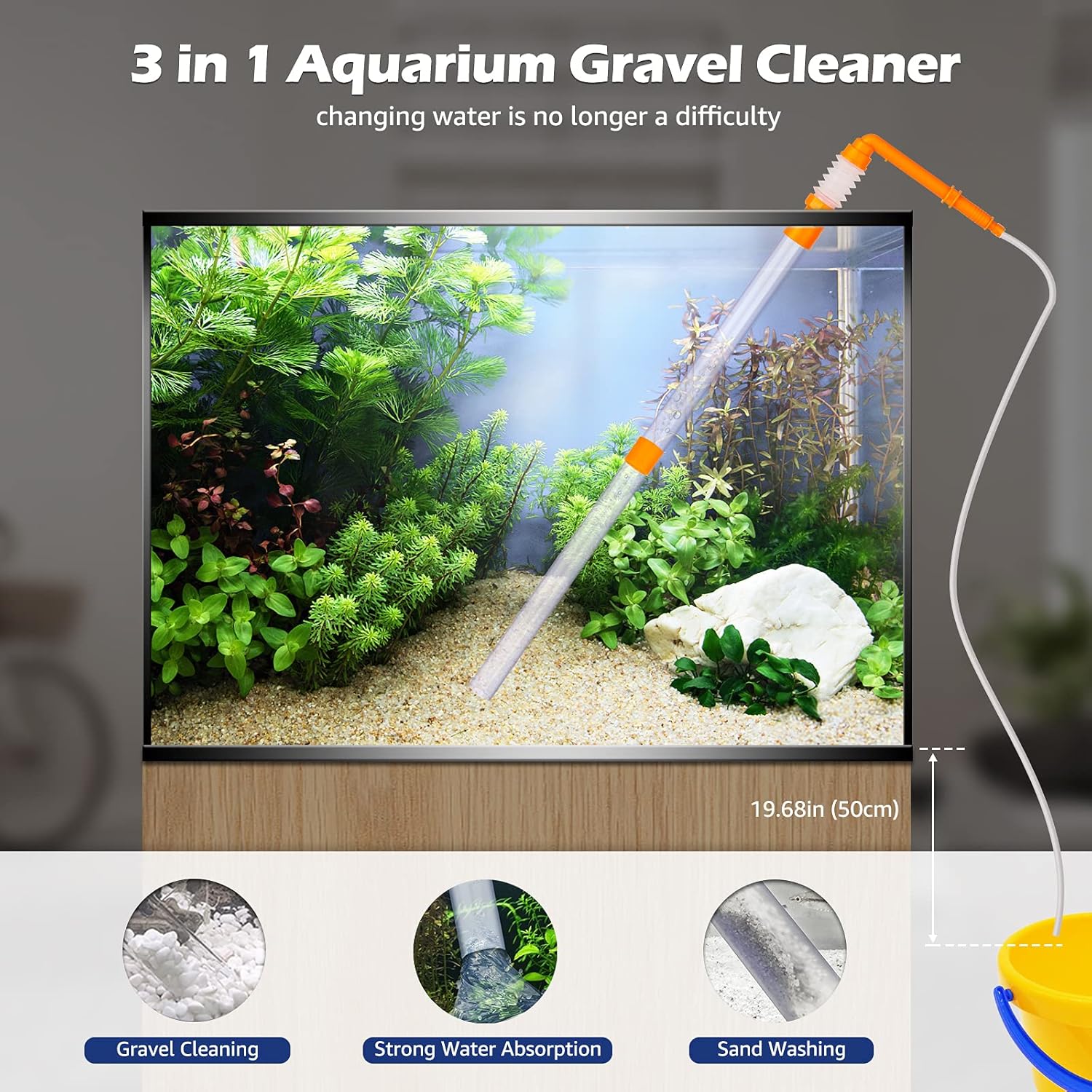 IREENUO Aquarium Gravel Cleaner, Siphon Aquarium Vacuum with Air