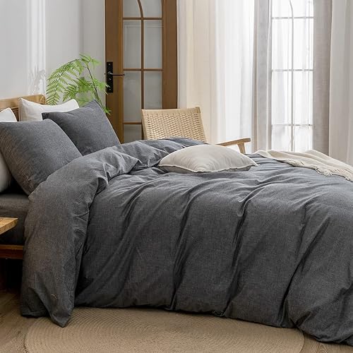 Miniatura 3 de BESTOUCH - Juego de funda de edredón de 100% algodón lavado, tacto supersuave, cómoda, elegante, ligera, juego de ropa de cama de 3 piezas, color