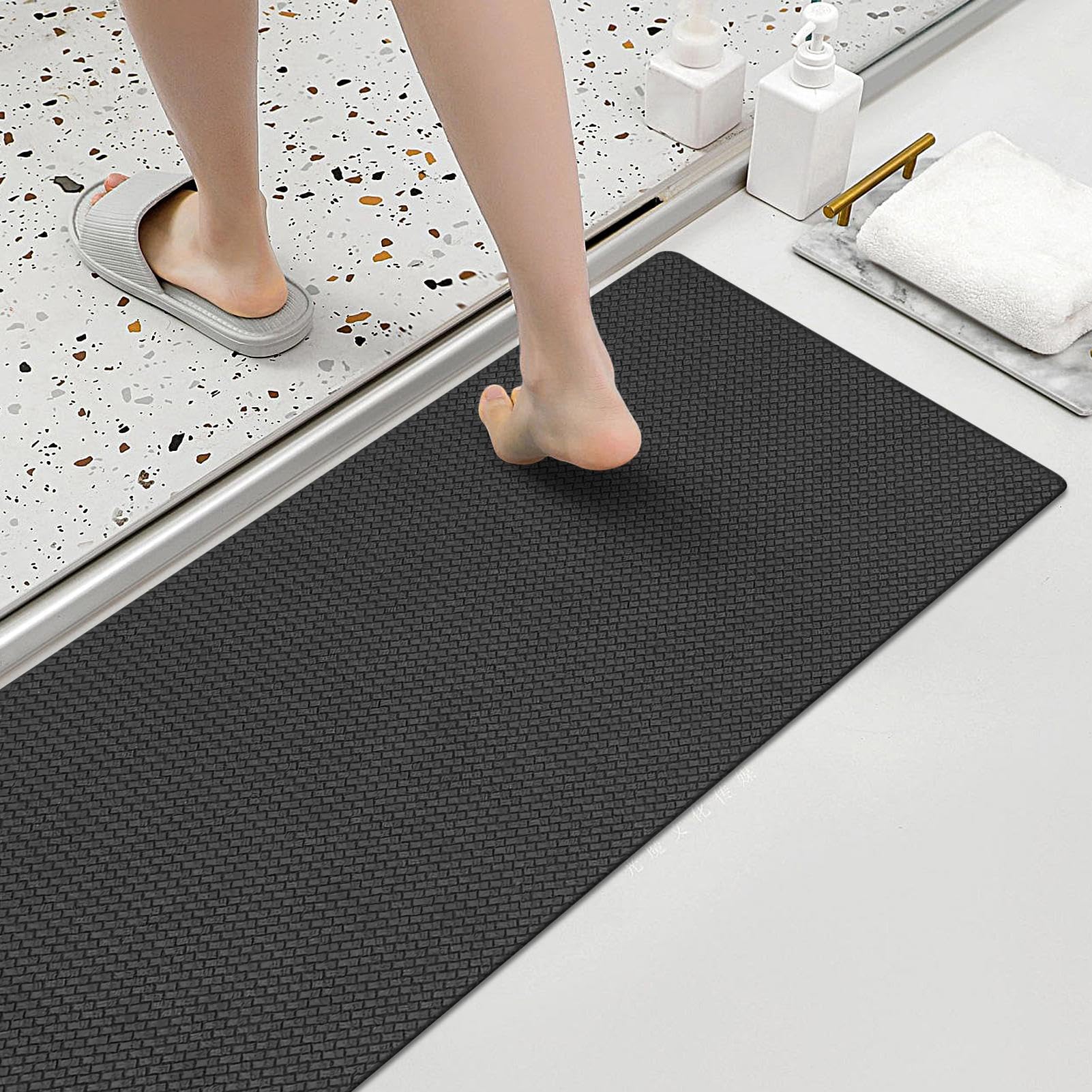 Non Slip Kitchen Mat, Kitchen Floor Rugs, Smooth Scratch-Resistant PU Carpet Cushion, for Bathroom, Porch, Hallway, Living Room, Outdoor, Indoor, and Garage, 17.32x47.24x0.31 Inches