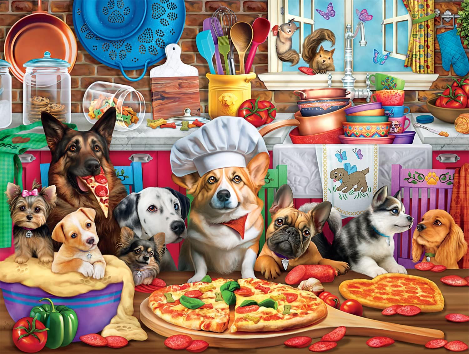 Amazon.com: Buffalo Games - Brigid Ashwood - Pizza Time Pups - 750