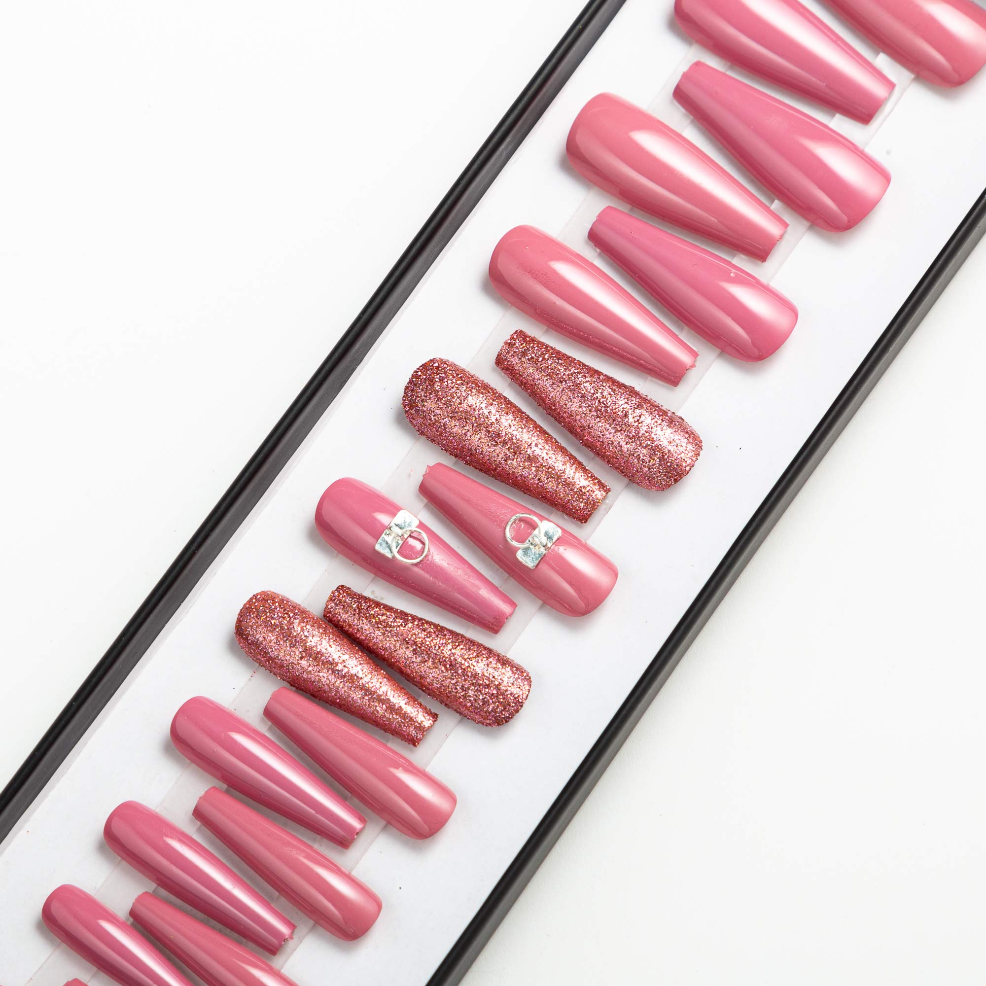 Black Fusion Matte Long Coffin 20 pcs Press on Nails Long Ballerina False Nail Tips Full Cover Acrylic fake Nails 10 Sizes Ballerina fake nails