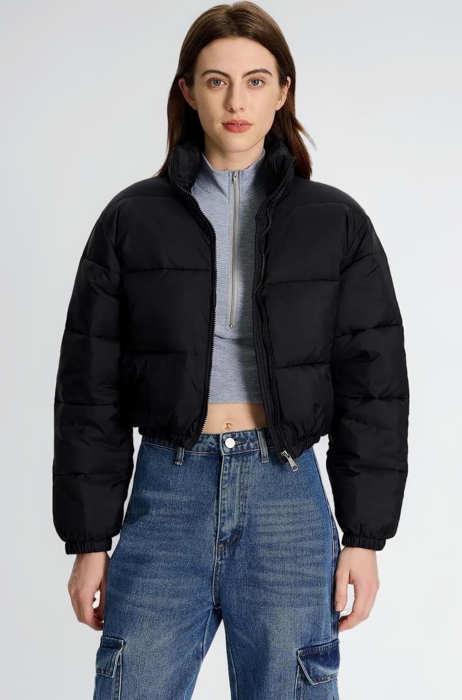 Women Nylon Full Sleeve Solid Standard Length Puffer Jacket